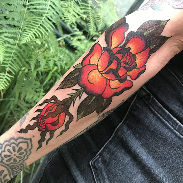 Black Fire Rose Tattoo