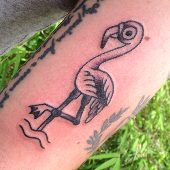 Flamingo Tattoo Black and Grey