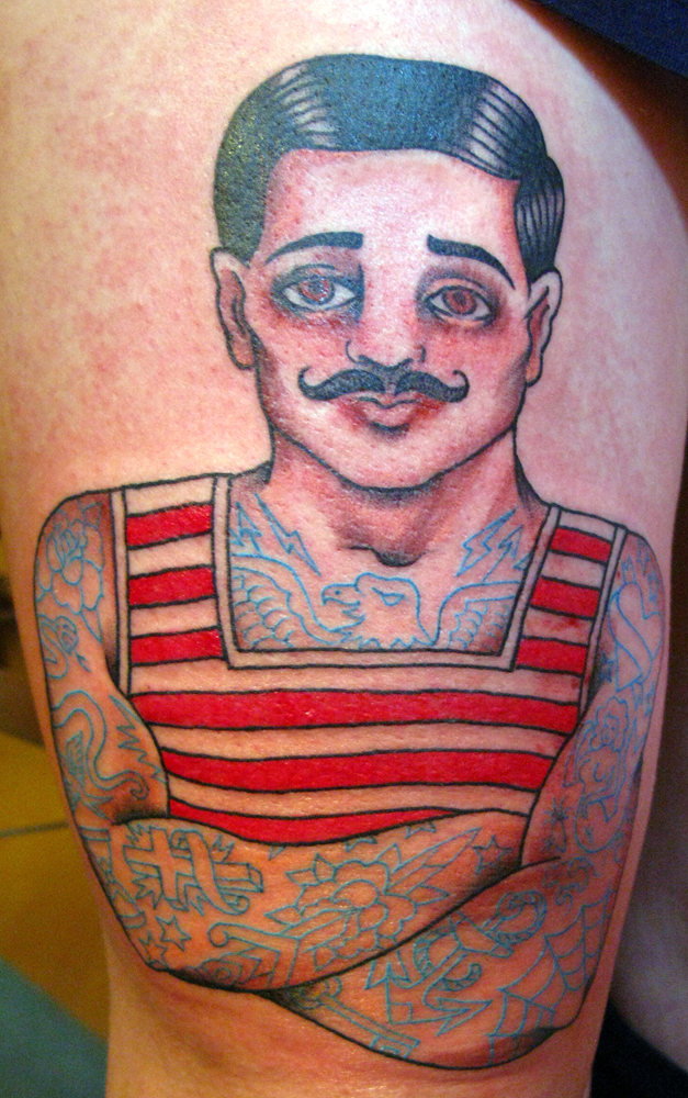 Tattoo of a circus man with tattoos