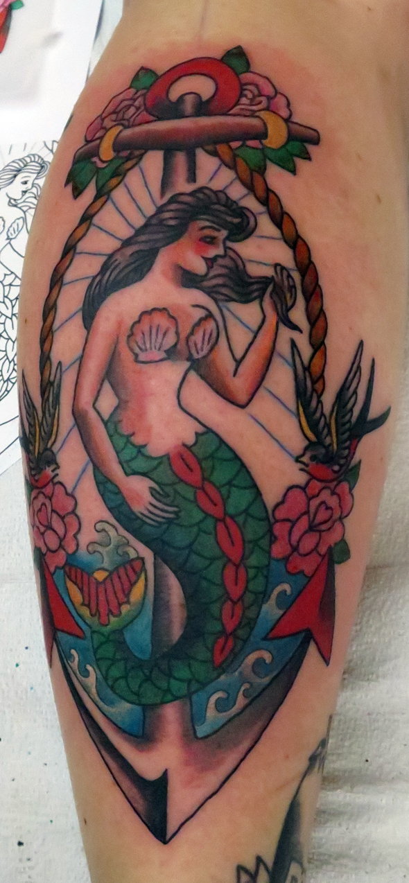 Mermaid and Anchor Tattoo