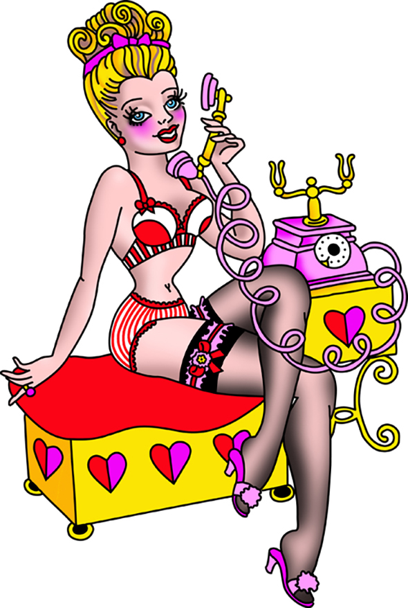 Valentine pinup on the telephone